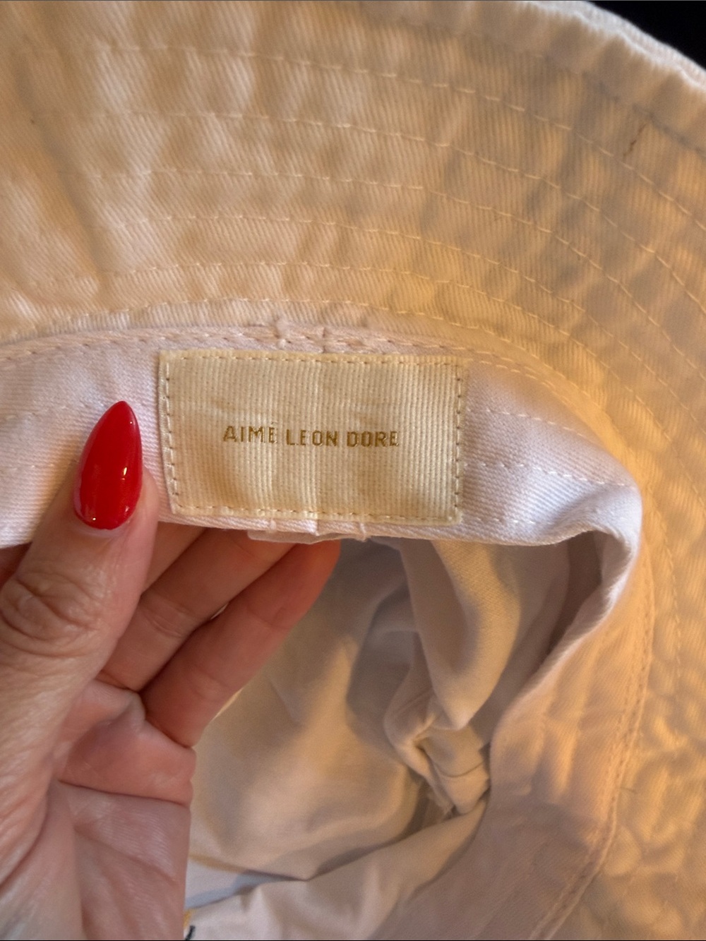 Aime Leon Dore White Bucket Hat with Gold Logo Tag - Picture 3 of 5